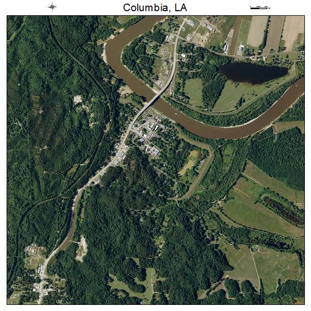 Columbia, LA air photo map