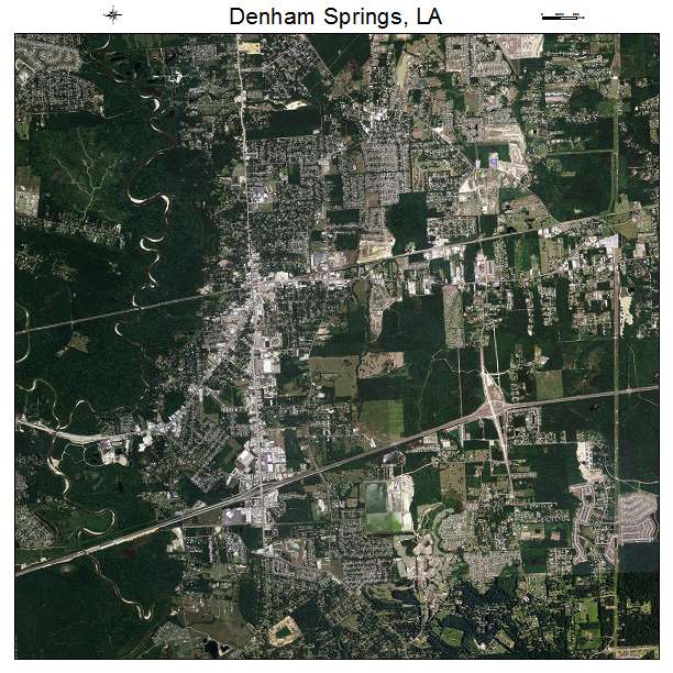 Denham Springs, LA air photo map