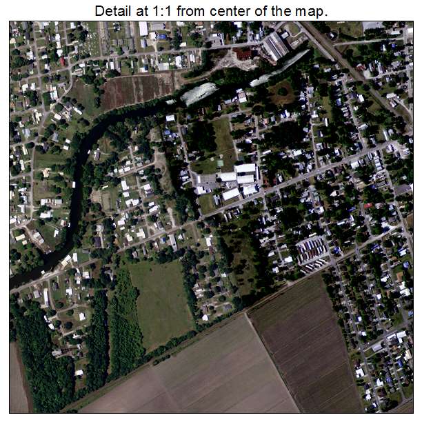 Franklin, Louisiana aerial imagery detail