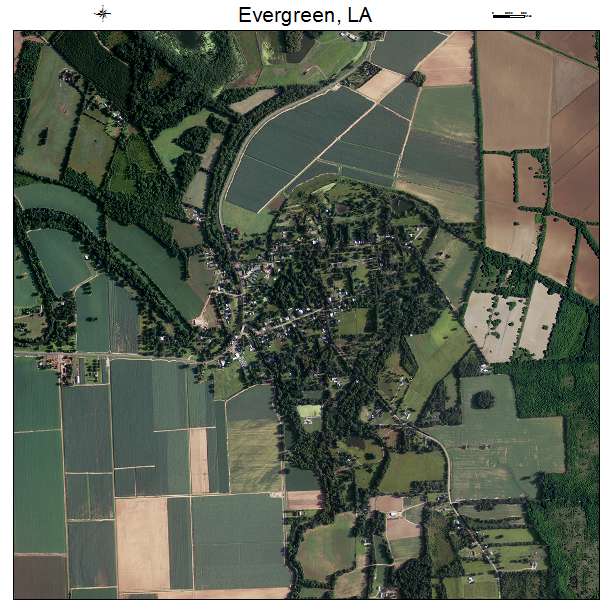 Evergreen, LA air photo map