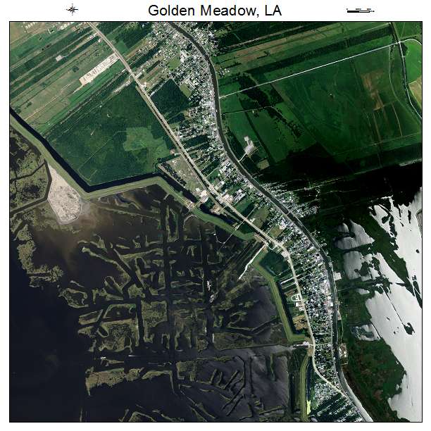 Golden Meadow, LA air photo map