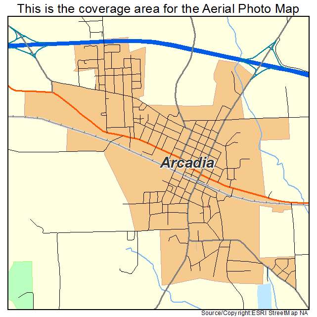 Arcadia, LA location map 