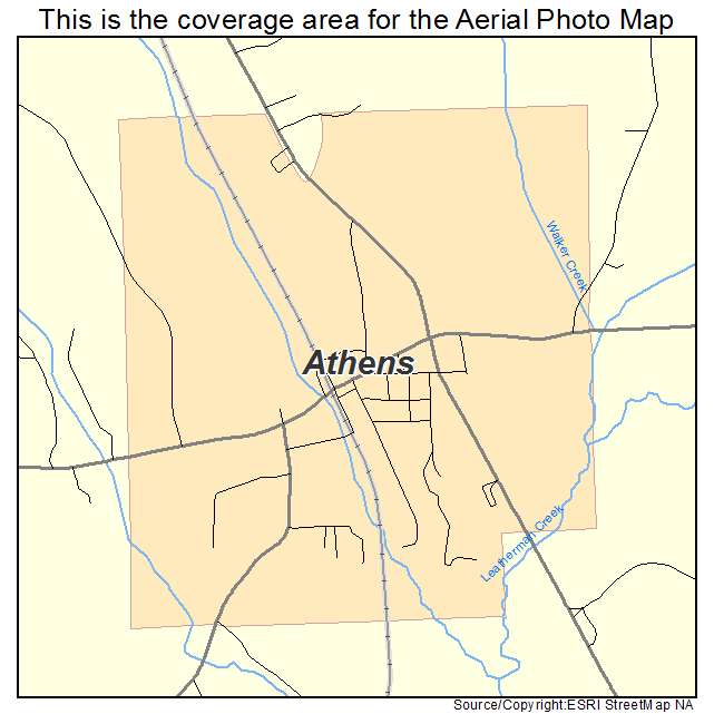 Athens, LA location map 