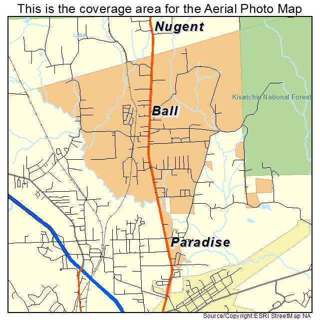 Ball, LA location map 