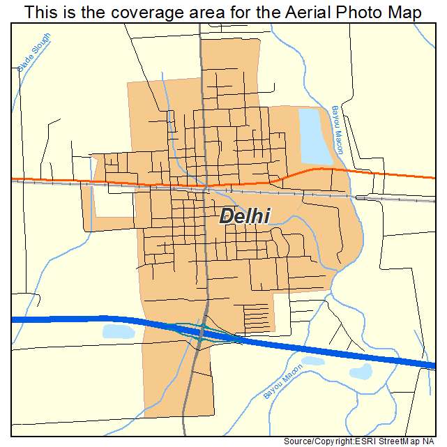 Delhi, LA location map 