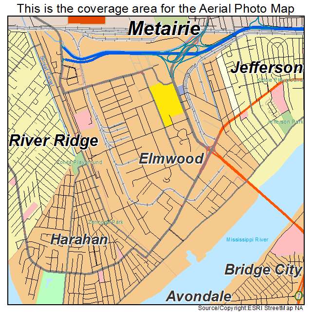 Elmwood, LA location map 