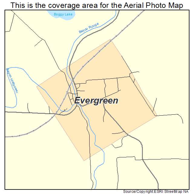 Evergreen, LA location map 