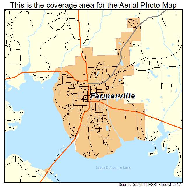 Farmerville, LA location map 