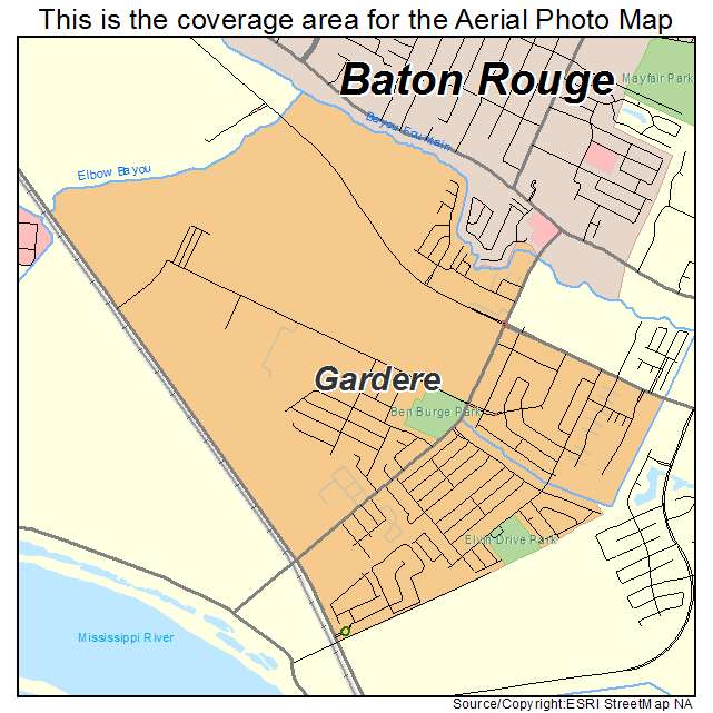 Gardere, LA location map 