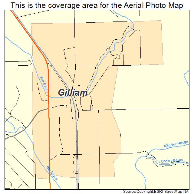 Gilliam, LA location map 