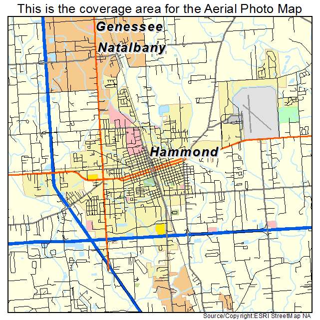 Aerial Photography Map Of Hammond LA Louisiana