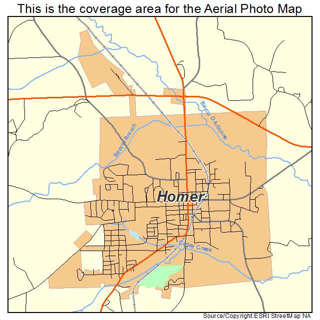 Homer, LA location map 