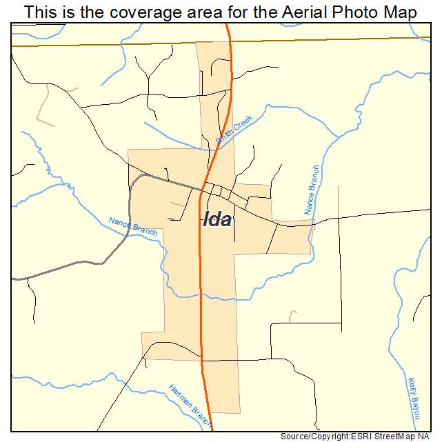 Ida, LA location map 