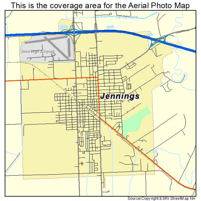 Jennings, LA location map 