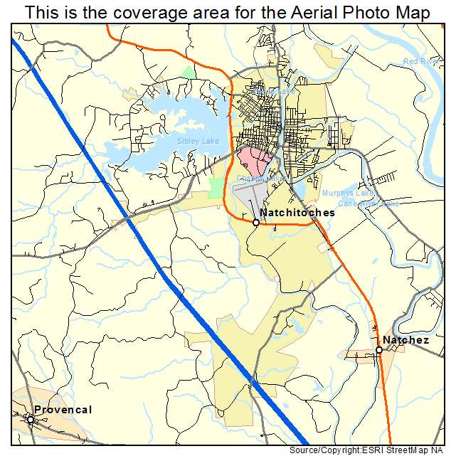 Aerial Photography Map of Natchitoches, LA Louisiana