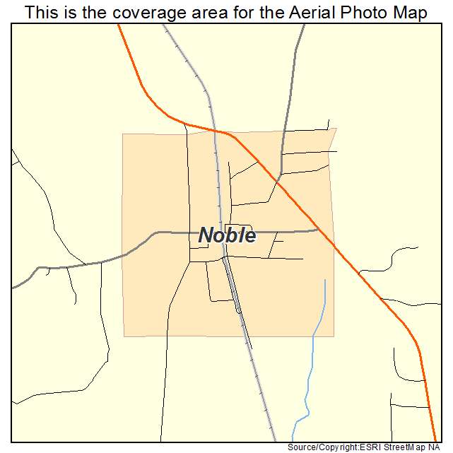 Noble, LA location map 