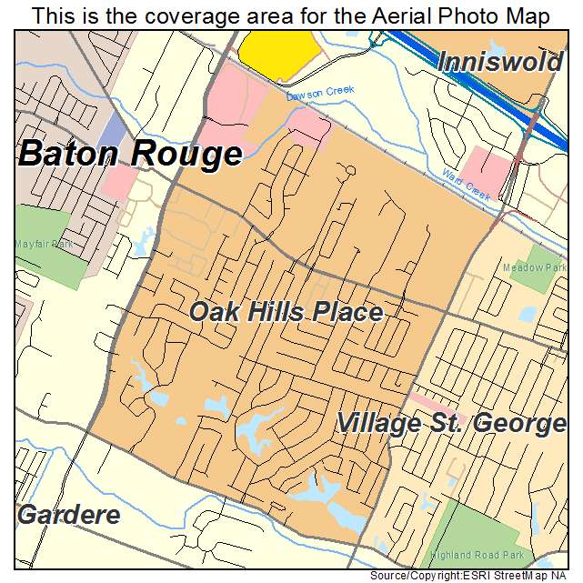 Oak Hills Place, LA location map 