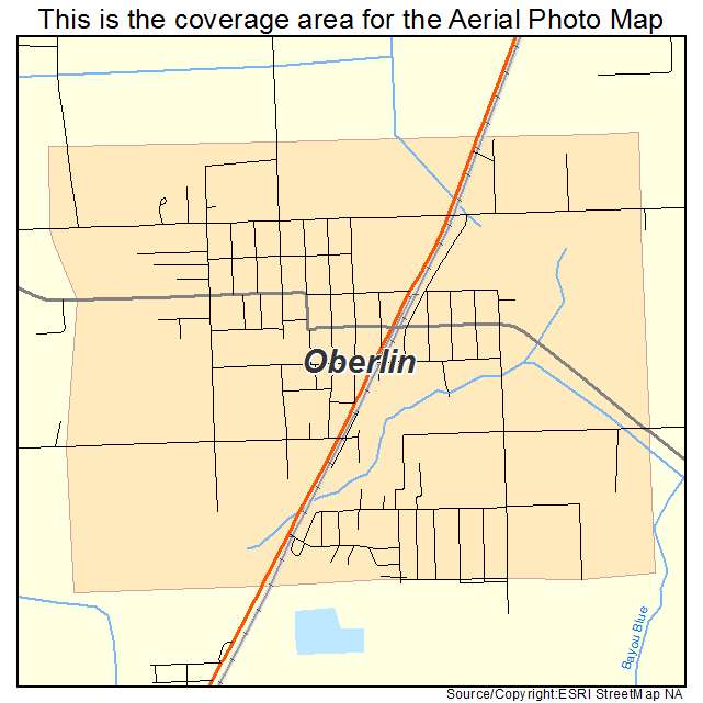 Oberlin, LA location map 