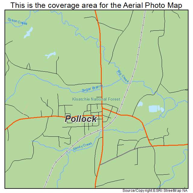 Pollock, LA location map 