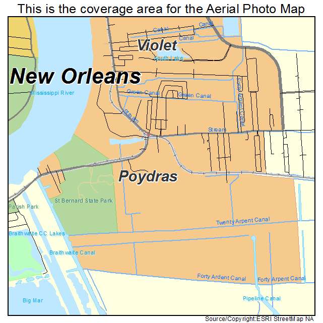 Poydras, LA location map 