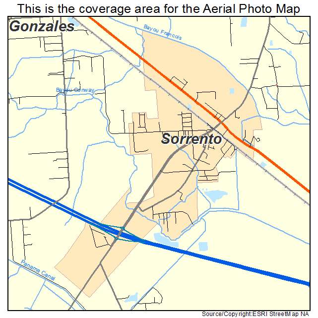 Sorrento, LA location map 