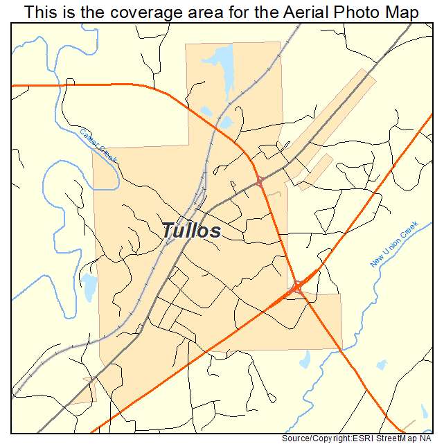 Tullos, LA location map 
