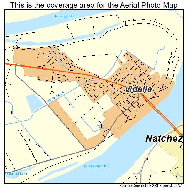 Vidalia, LA location map 