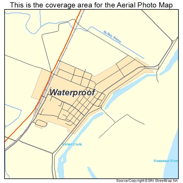 Waterproof, LA location map 