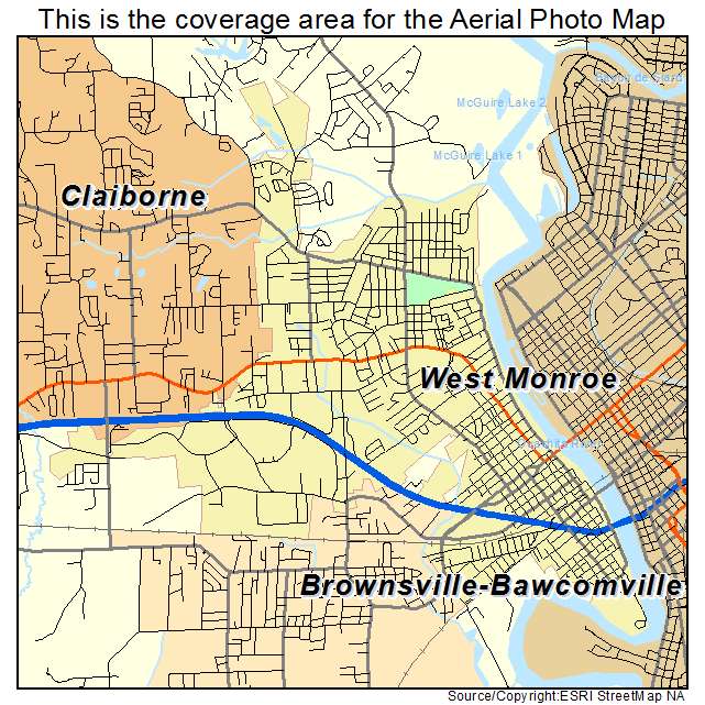 Aerial Photography Map Of West Monroe La Louisiana