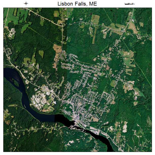 Lisbon Falls, ME air photo map