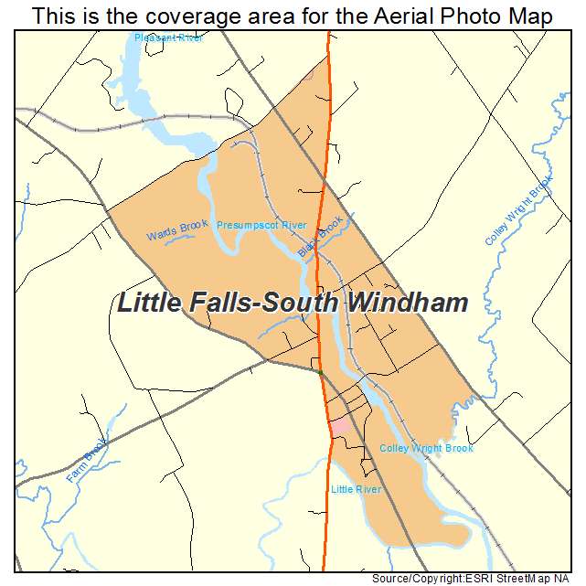 Little Falls South Windham, ME location map 