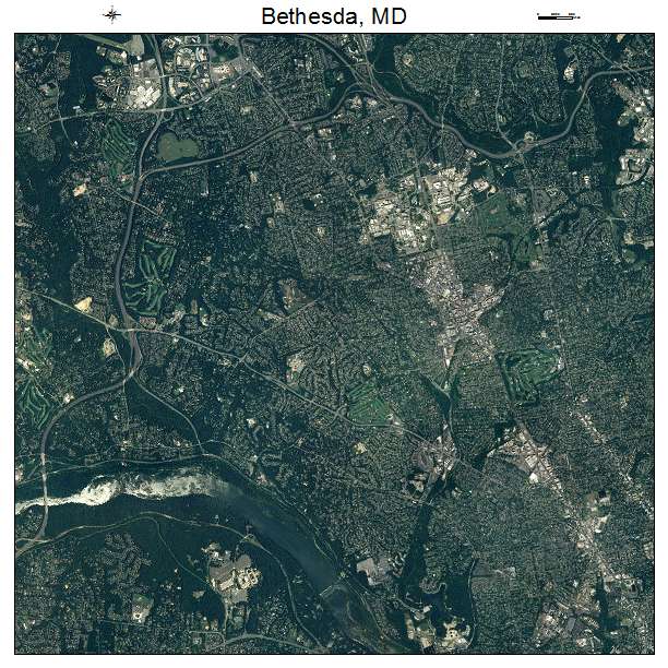 Bethesda, MD air photo map