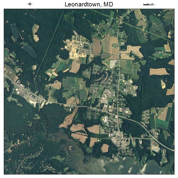 Leonardtown, MD air photo map