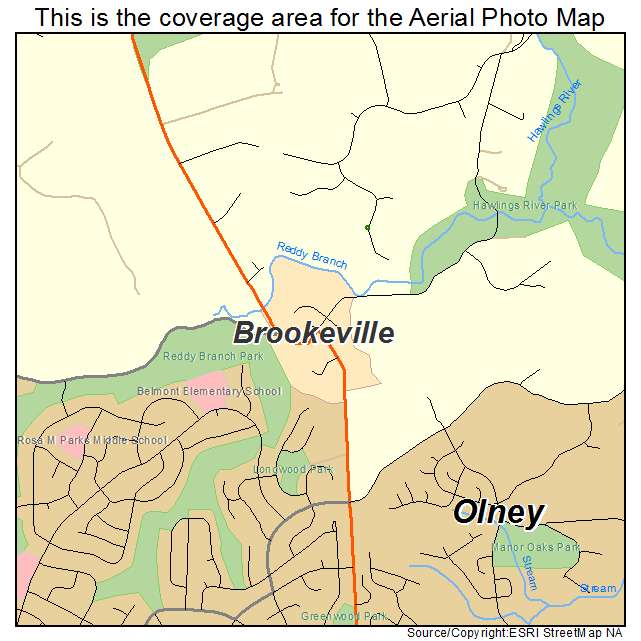 Brookeville, MD location map 