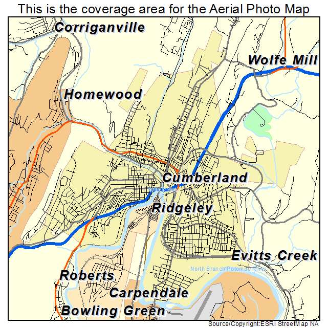 Aerial Photography Map Of Cumberland Md Maryland