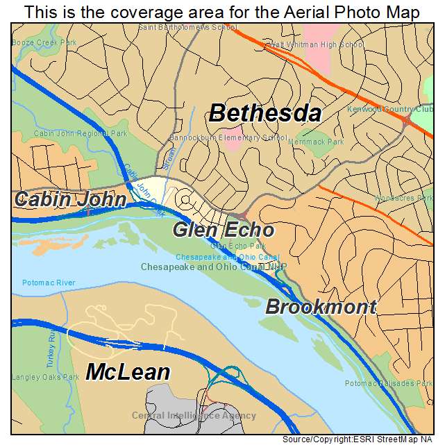 Glen Echo, MD location map 