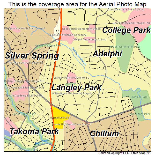 Langley Park, MD location map 