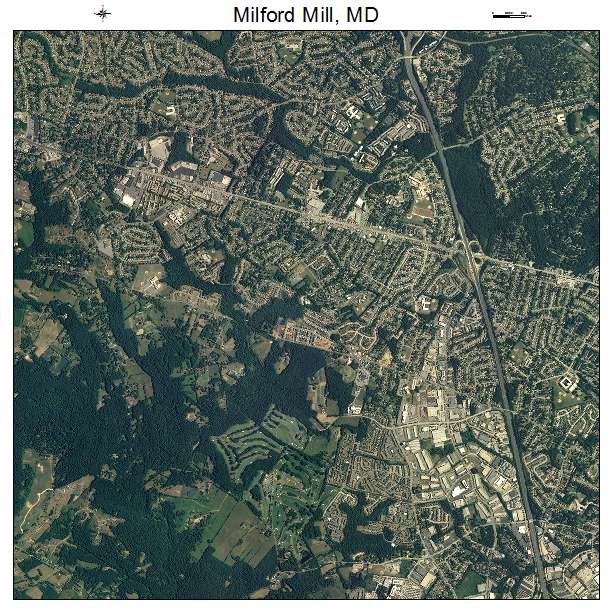 Milford Mill, MD air photo map