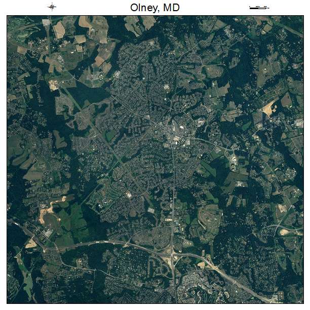Olney, MD air photo map