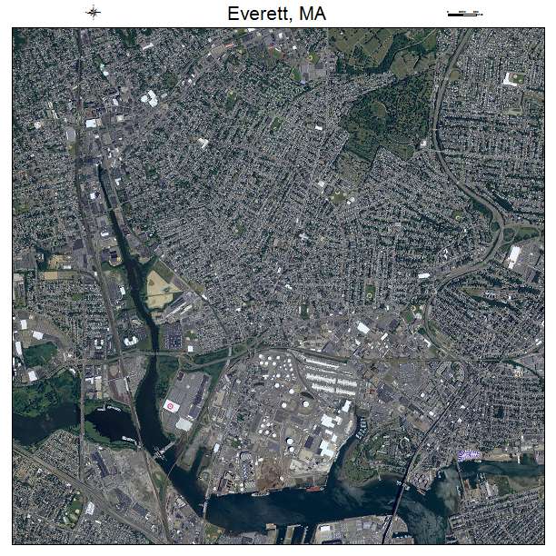 Everett, MA air photo map