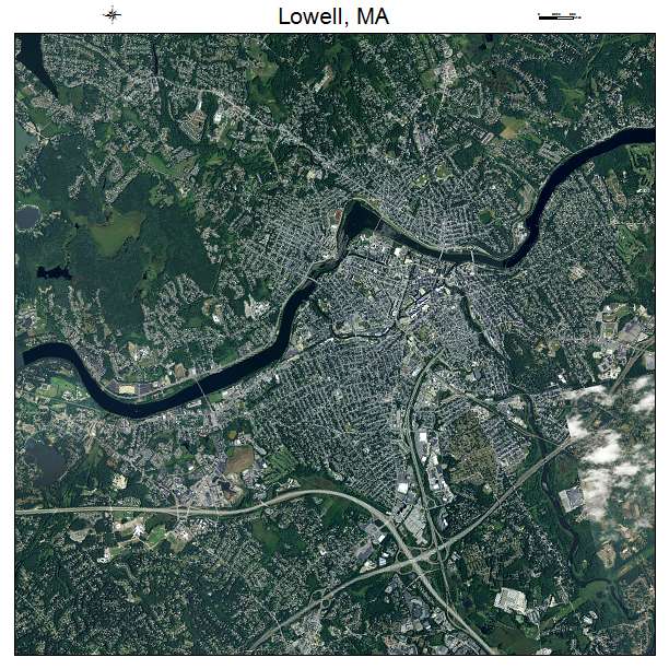 Lowell, MA air photo map