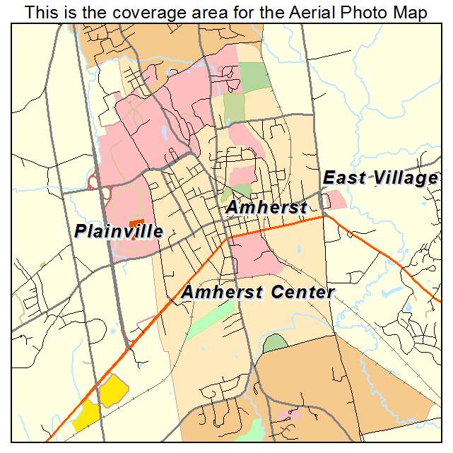Amherst Center, MA location map 