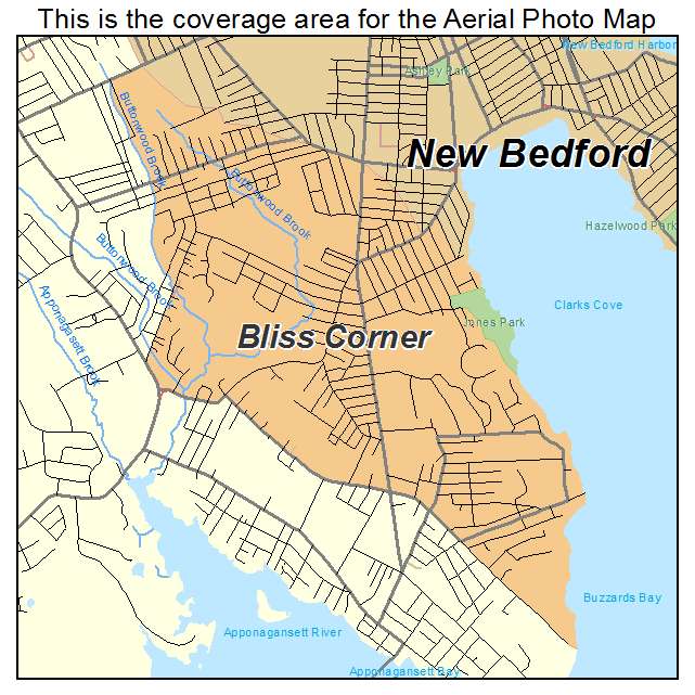 Bliss Corner, MA location map 