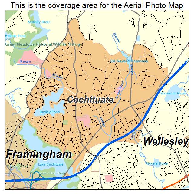 Cochituate, MA location map 