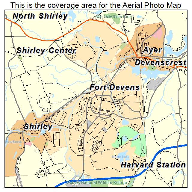 Fort Devens, MA location map 
