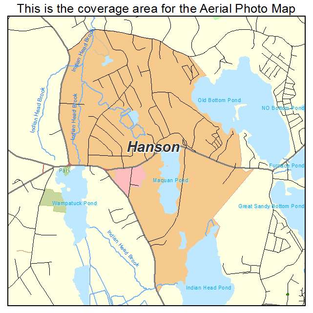 Aerial Photography Map of Hanson, MA Massachusetts