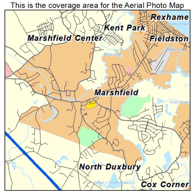 Aerial Photography Map of Marshfield, MA Massachusetts