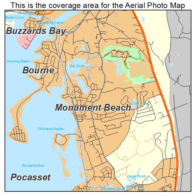 Monument Beach, MA location map 