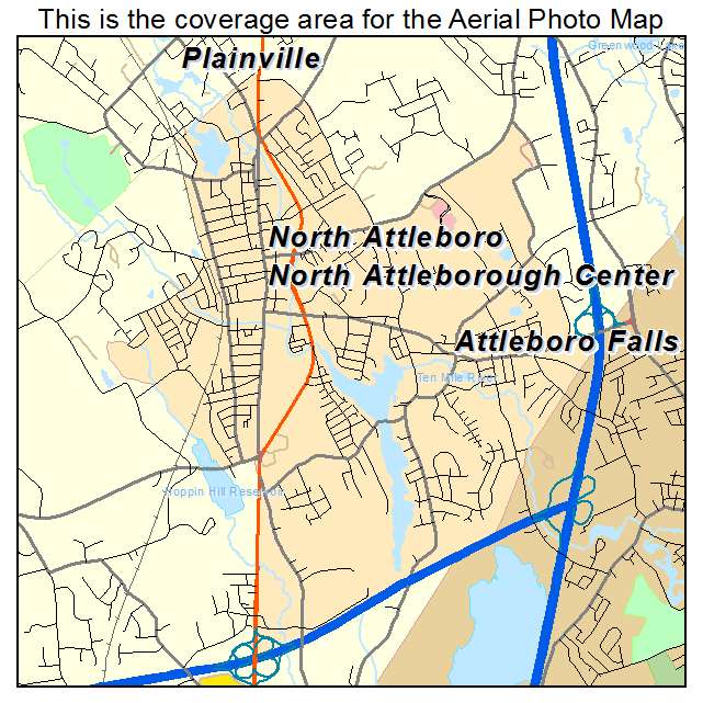North Attleborough Center, MA location map 