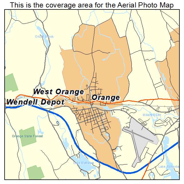Orange, MA location map 